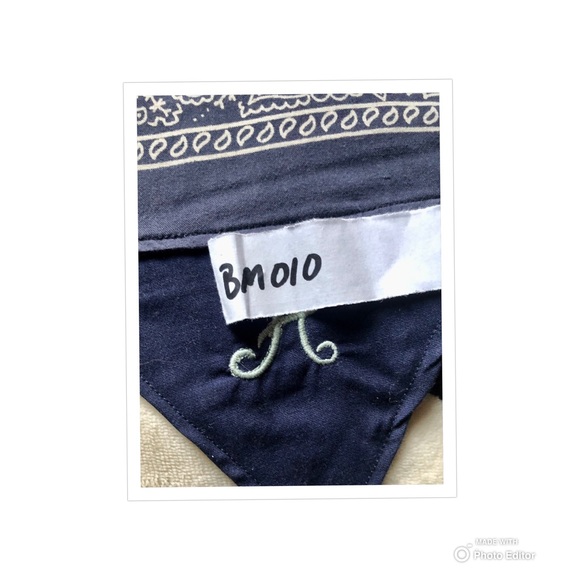 HANDMADE DOG BANDANA PERSONALIZED MONOGRAM “A” REVERSIBLE SLIP ON COLLAR - Picture 8 of 10